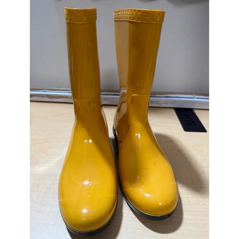 UGG‎ Sienna Rain Boots Mens 7 Yellow Gloss Waterproof Rubber Mid Calf 1014452